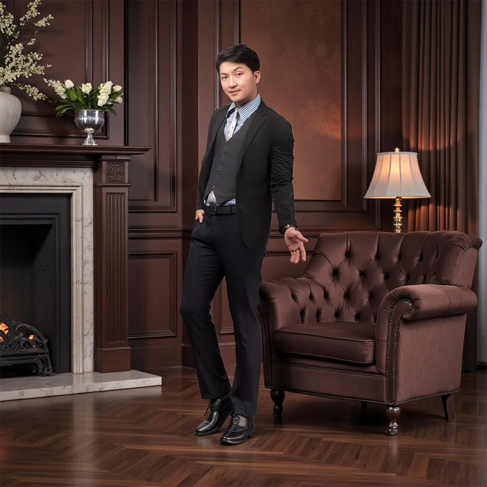 GIÀY CAO NAM T401 ĐEN CAO 6.5CM