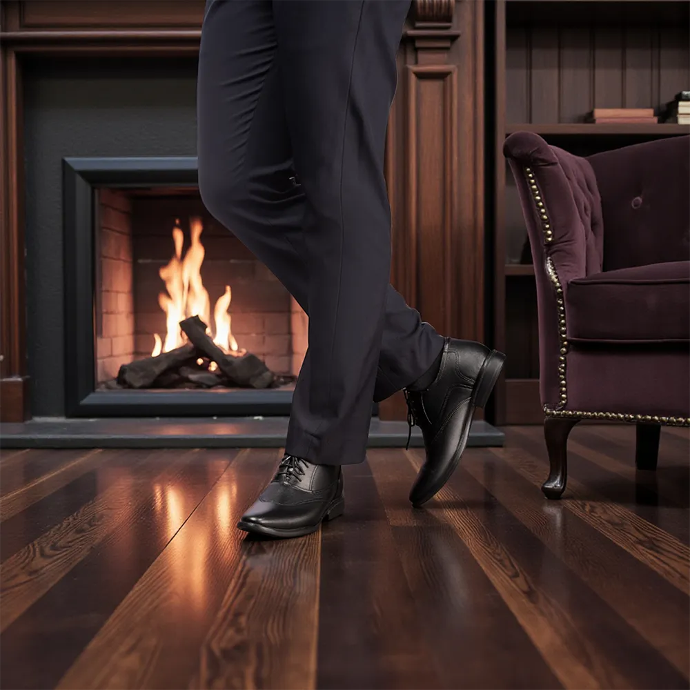 GIÀY CAO NAM T401 ĐEN CAO 6.5CM