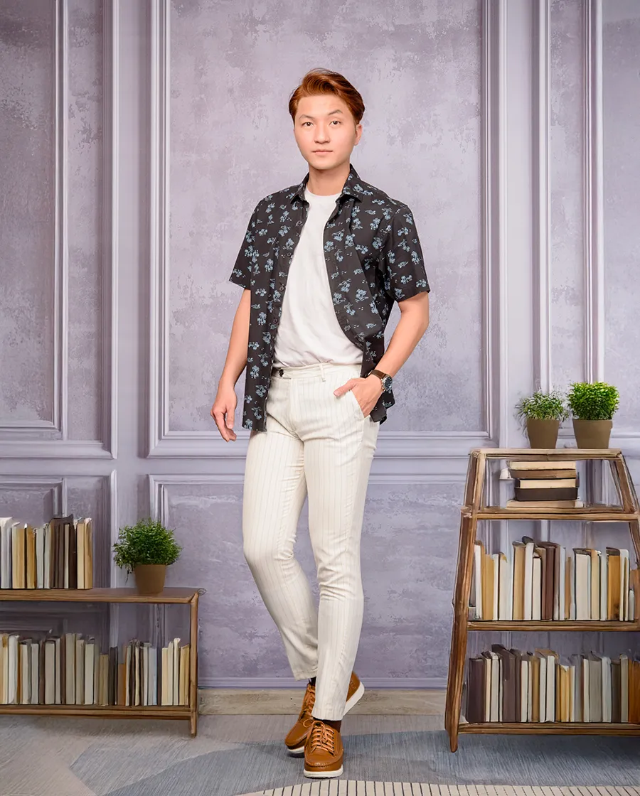 GIÀY CAO NAM T171 NÂU BÒ SỌC CAO 5CM