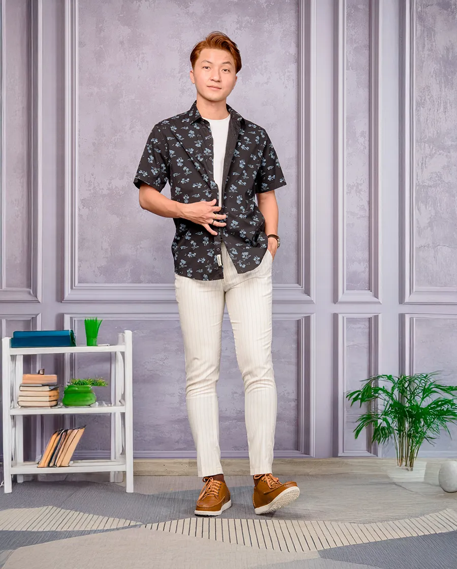 GIÀY CAO NAM T171 NÂU BÒ SỌC CAO 5CM