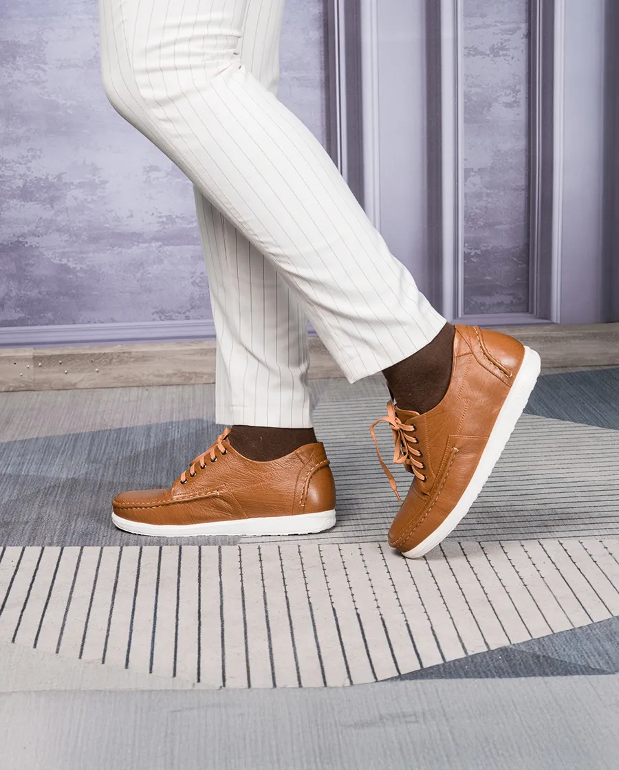 GIÀY CAO NAM T171 NÂU BÒ SỌC CAO 5CM