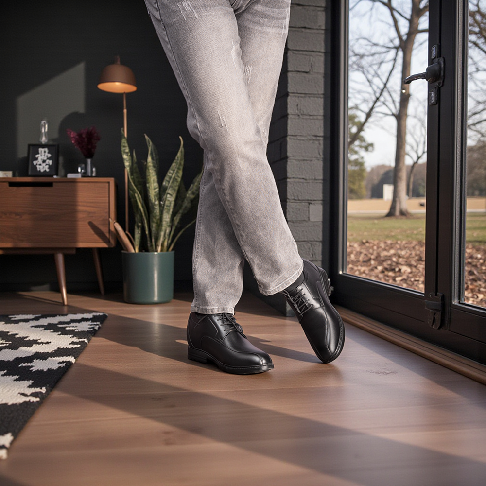 GIÀY ĐỘN NAM CAO 8CM SIÊU ÊM- CHỐNG DỐC T87 ĐEN