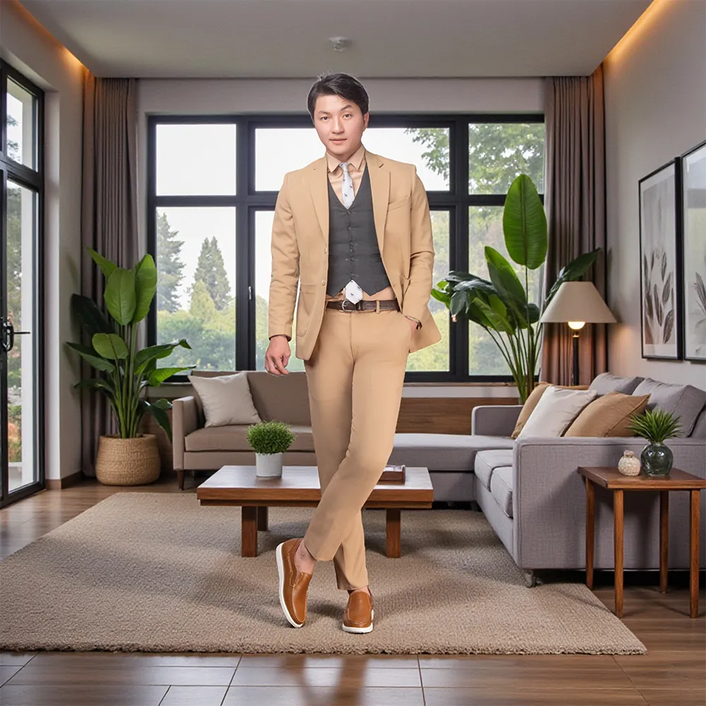 GIÀY TĂNG CHIỀU CAO NAM T163 NÂU BÒ SỌC CAO 5CM