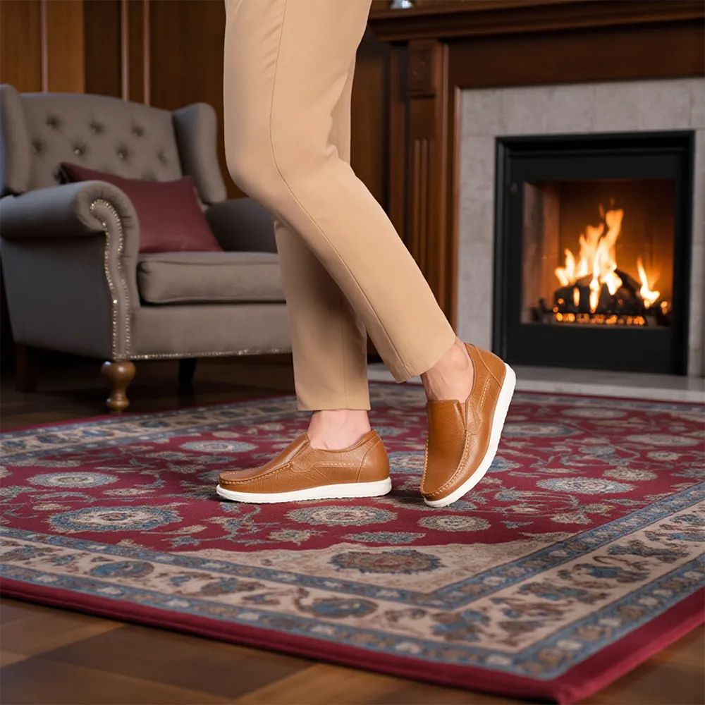 GIÀY TĂNG CHIỀU CAO NAM T163 NÂU BÒ SỌC CAO 5CM