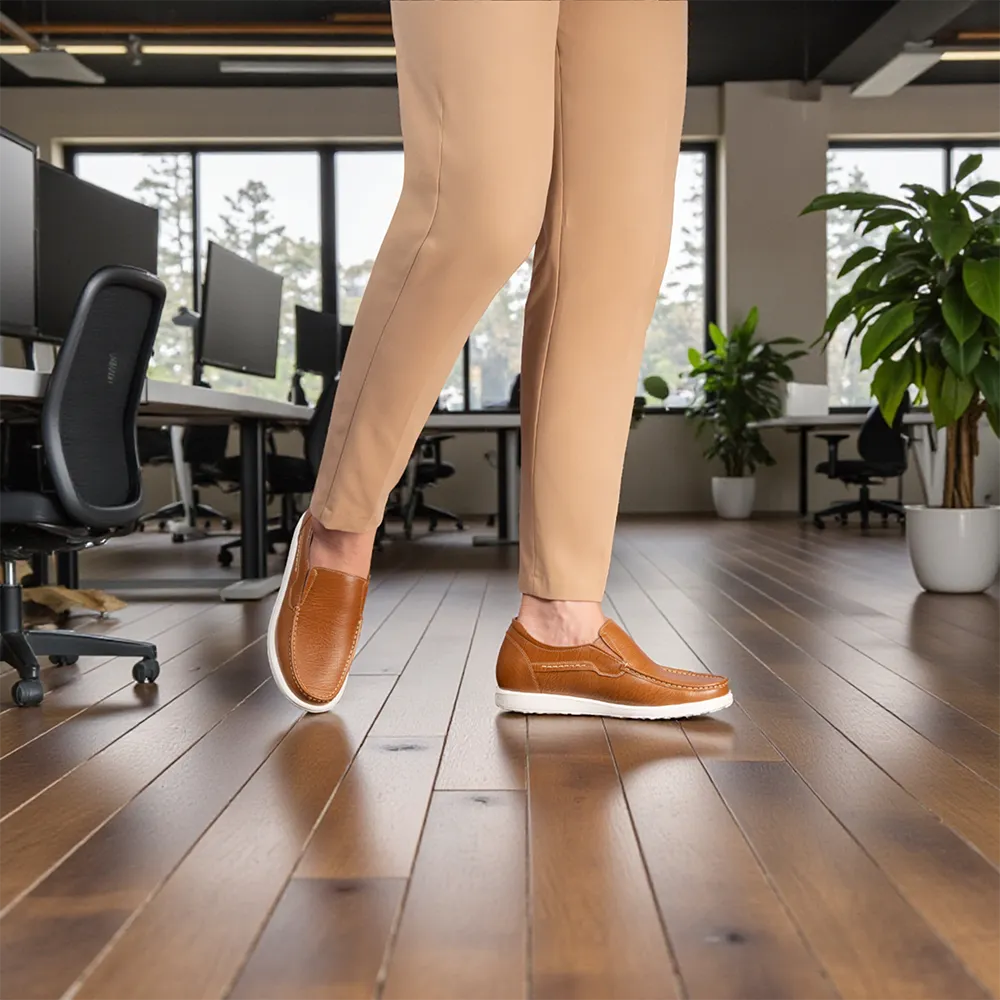 GIÀY TĂNG CHIỀU CAO NAM T163 NÂU BÒ SỌC CAO 5CM