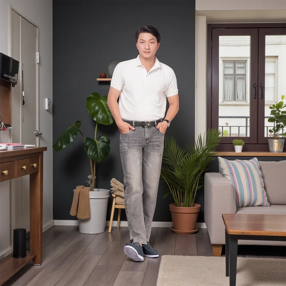 GIÀY ĐỘN NAM T163 XANH CAO 5CM