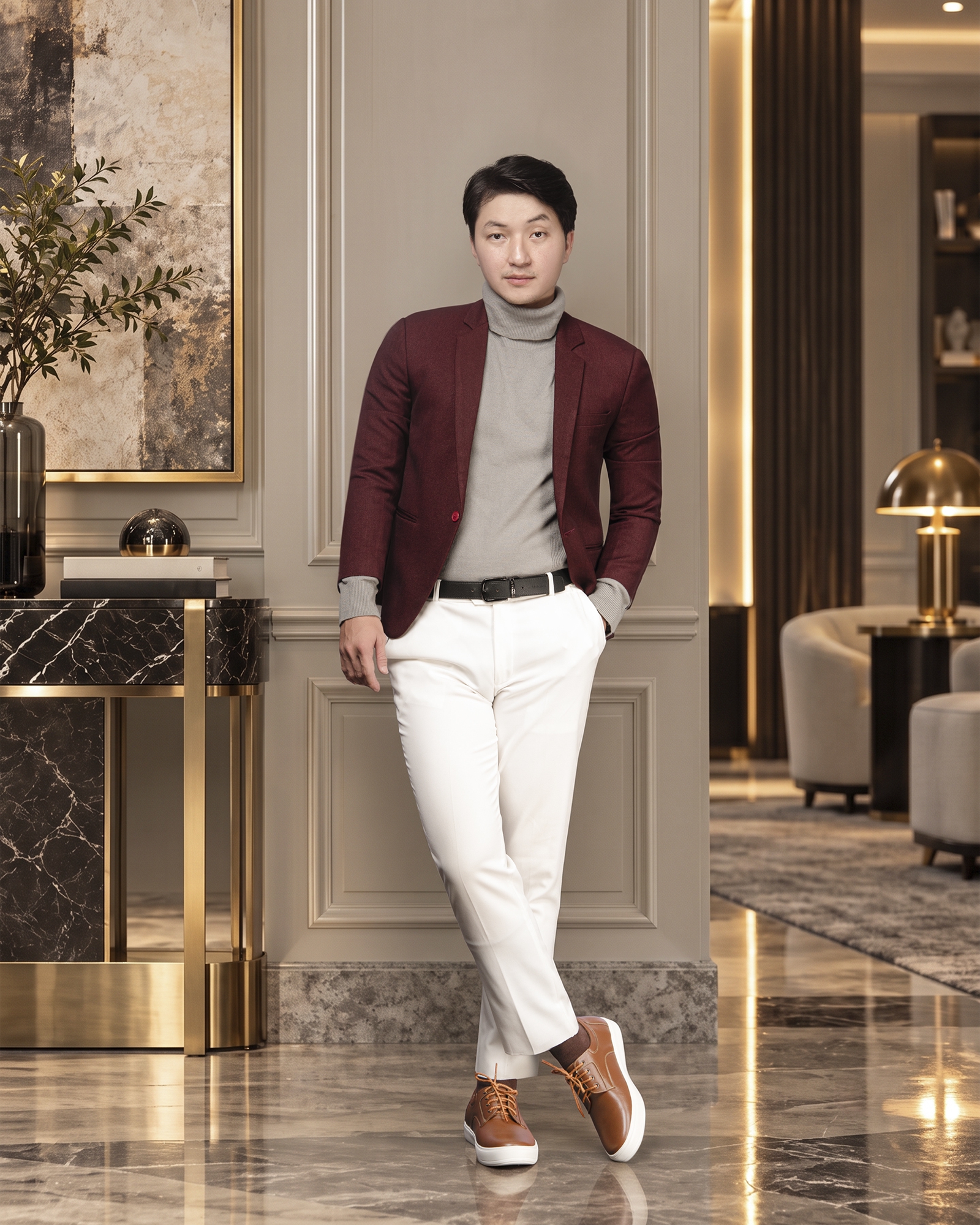 GIÀY CAO NAM T144 NÂU BÒ CAO 6CM