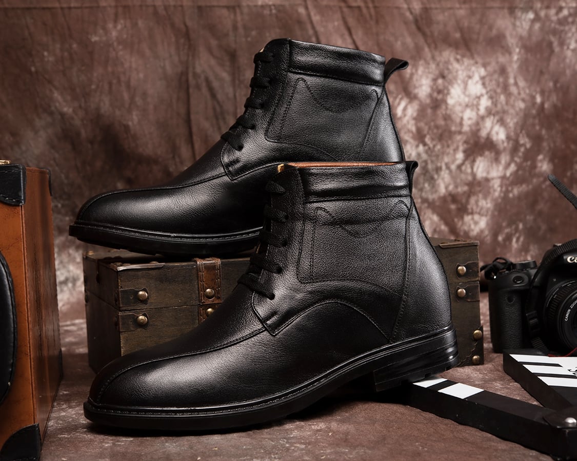 GIÀY DON NAM CAO 8CM SIÊU ÊM- CHỐNG DỐC T107 ĐEN