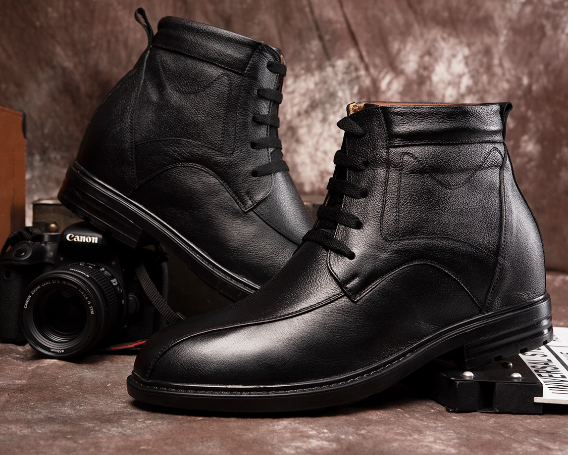 GIÀY DON NAM CAO 8CM SIÊU ÊM- CHỐNG DỐC T107 ĐEN