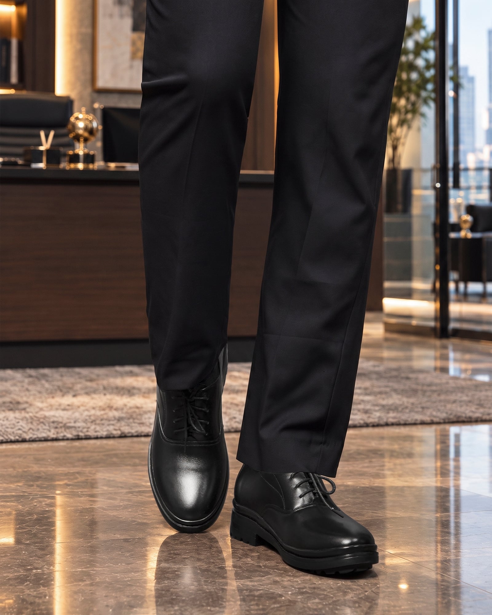 GIÀY CAO NAM SIÊU NHẸ T141 ĐEN CAO 7CM