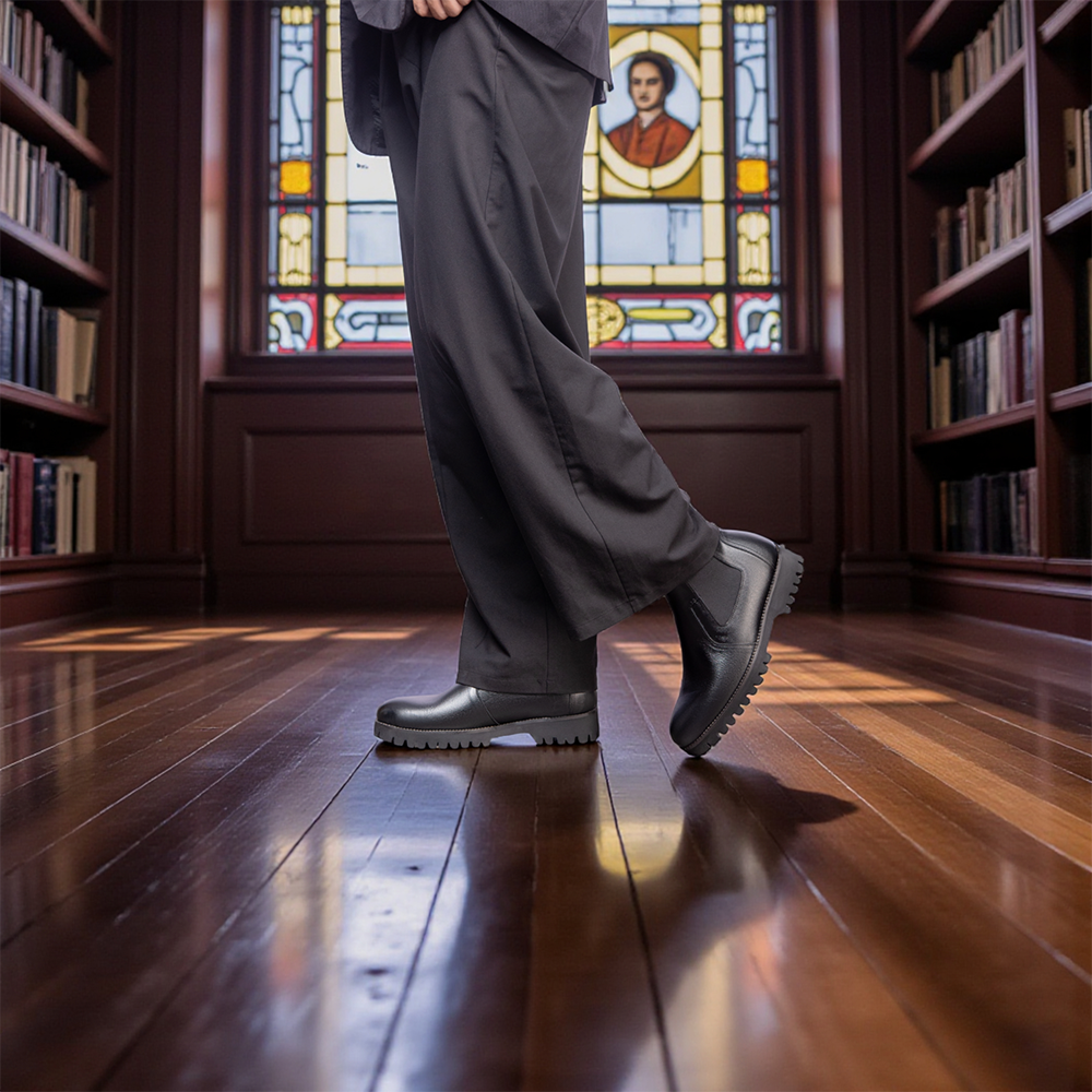 GIÀY CAO CỔ NAM SIÊU NHẸ S2077 ĐEN CAO 9CM