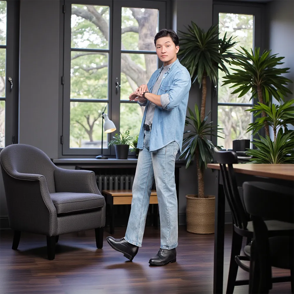 GIÀY ĐỘN NAM CAO 8CM SIÊU ÊM- CHỐNG DỐC T86 ĐEN