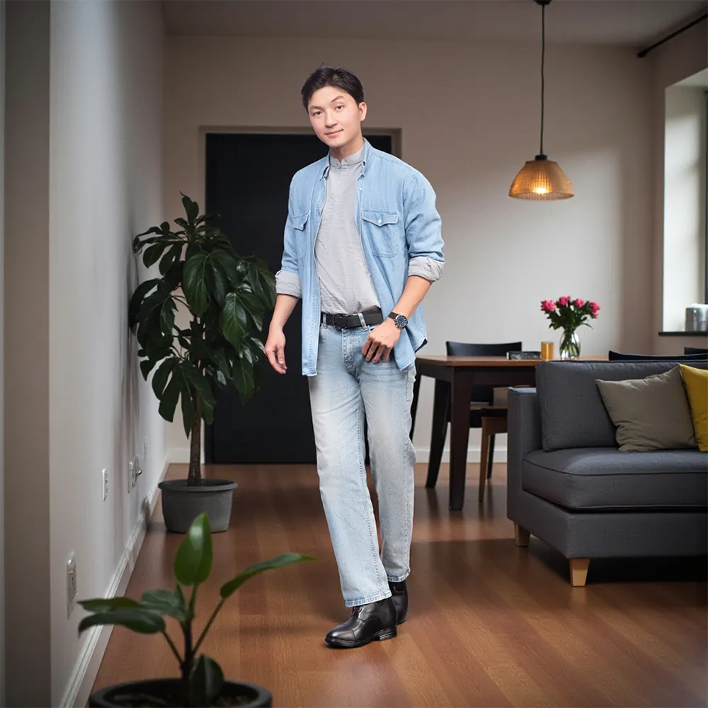 GIÀY ĐỘN NAM T96 ĐEN CAO 10CM