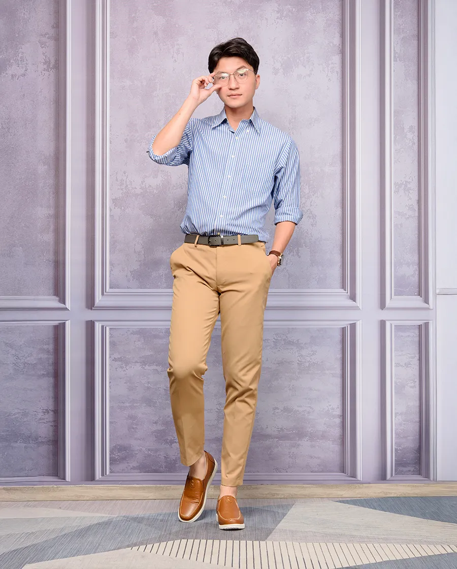 GIÀY ĐỘN NAM SIÊU NHẸ T164 NÂU BÒ SẦN CAO 5CM