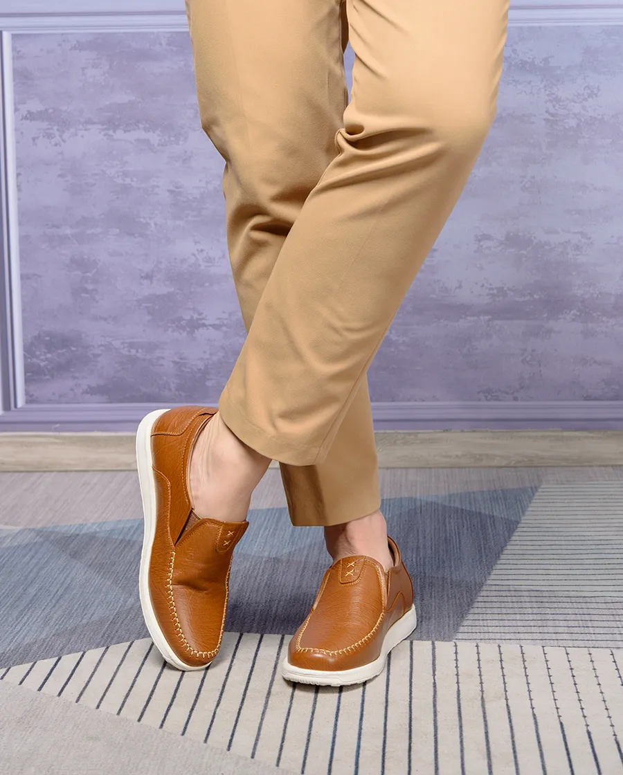 GIÀY ĐỘN NAM SIÊU NHẸ T164 NÂU BÒ SẦN CAO 5CM