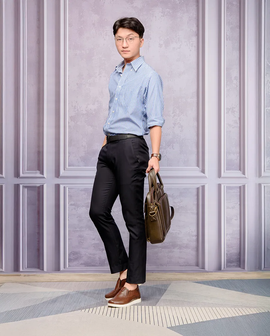 GIÀY CAO NAM T164 NÂU TỐI SẦN CAO 5CM