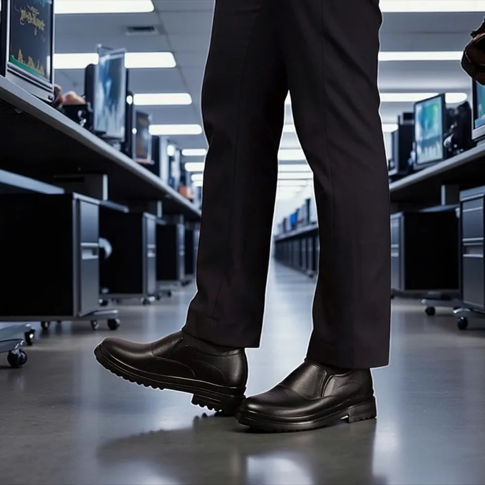 GIÀY ĐẾ CAO NAM  SIÊU NHẸ T143 ĐEN CAO 7CM