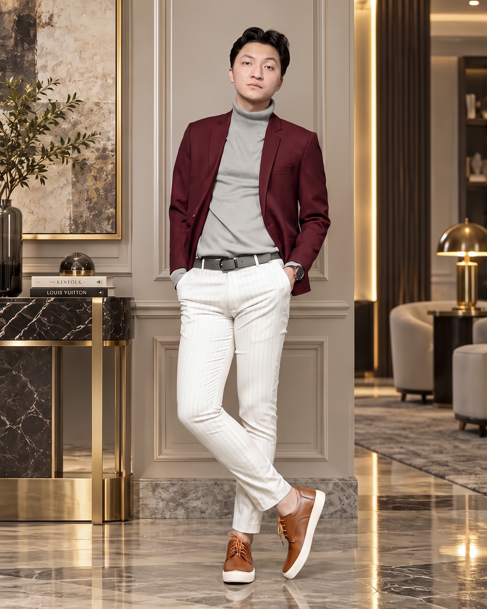 GIÀY CAO NAM T144 NÂU BÒ CAO 6CM