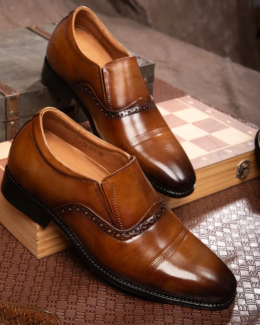 GIÀY TĂNG CHIỀU CAO NAM A211 NÂU BÒ CAO 6CM