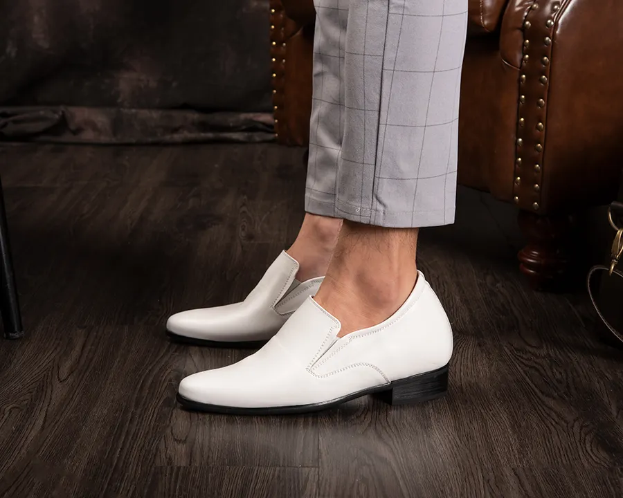GIÀY TĂNG CHIỀU CAO NAM DA THẬT S970 TRẮNG CAO 8CM