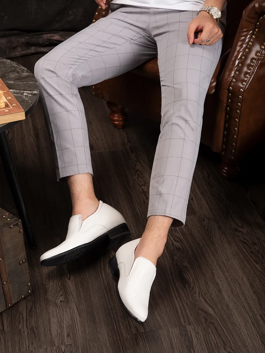 GIÀY TĂNG CHIỀU CAO NAM DA THẬT S970 TRẮNG CAO 8CM