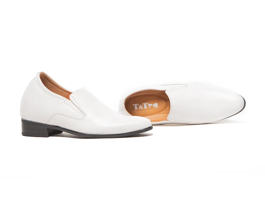 GIÀY TĂNG CHIỀU CAO NAM DA THẬT S970 TRẮNG CAO 8CM