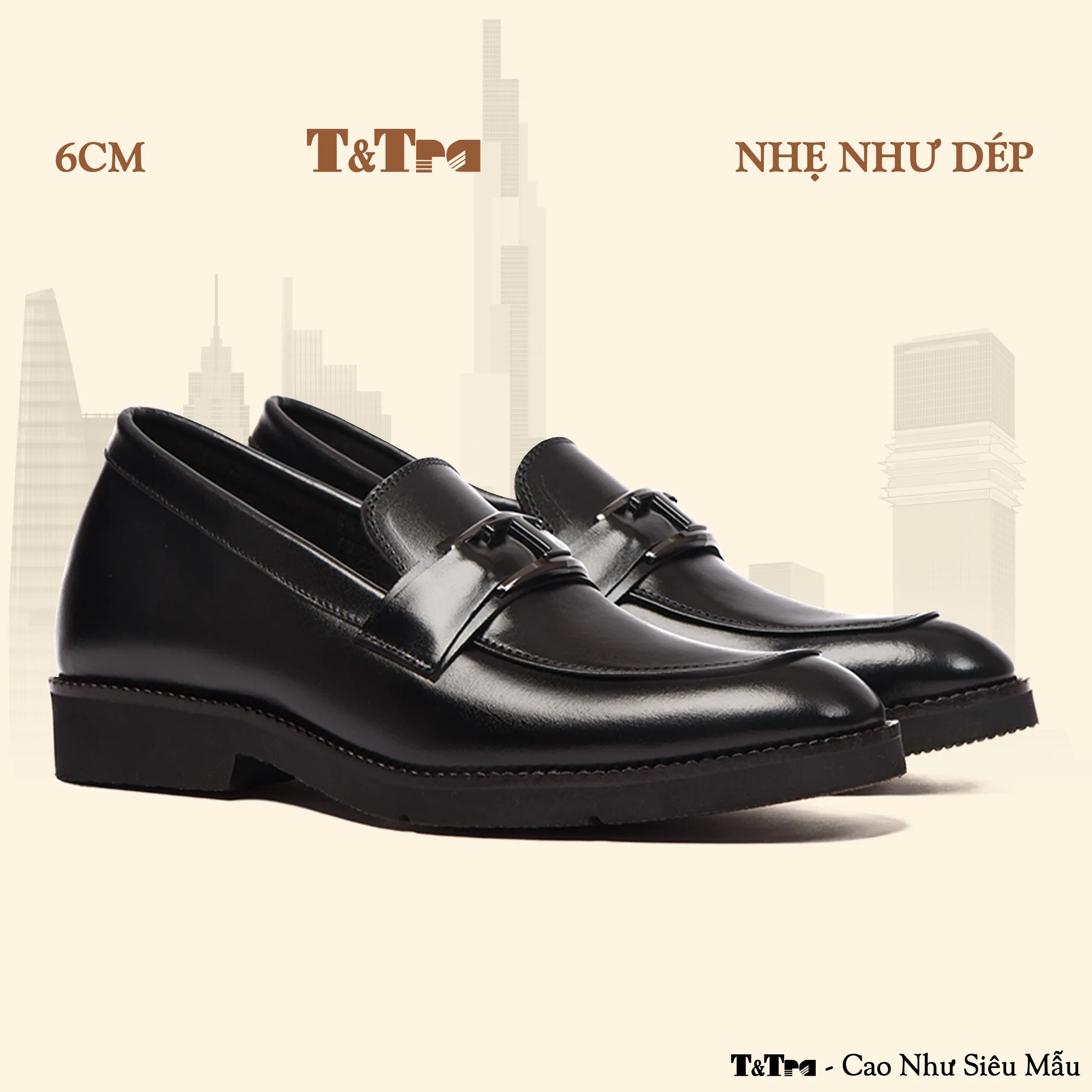 GIÀY ĐẾ CAO NAM S1111 ĐEN