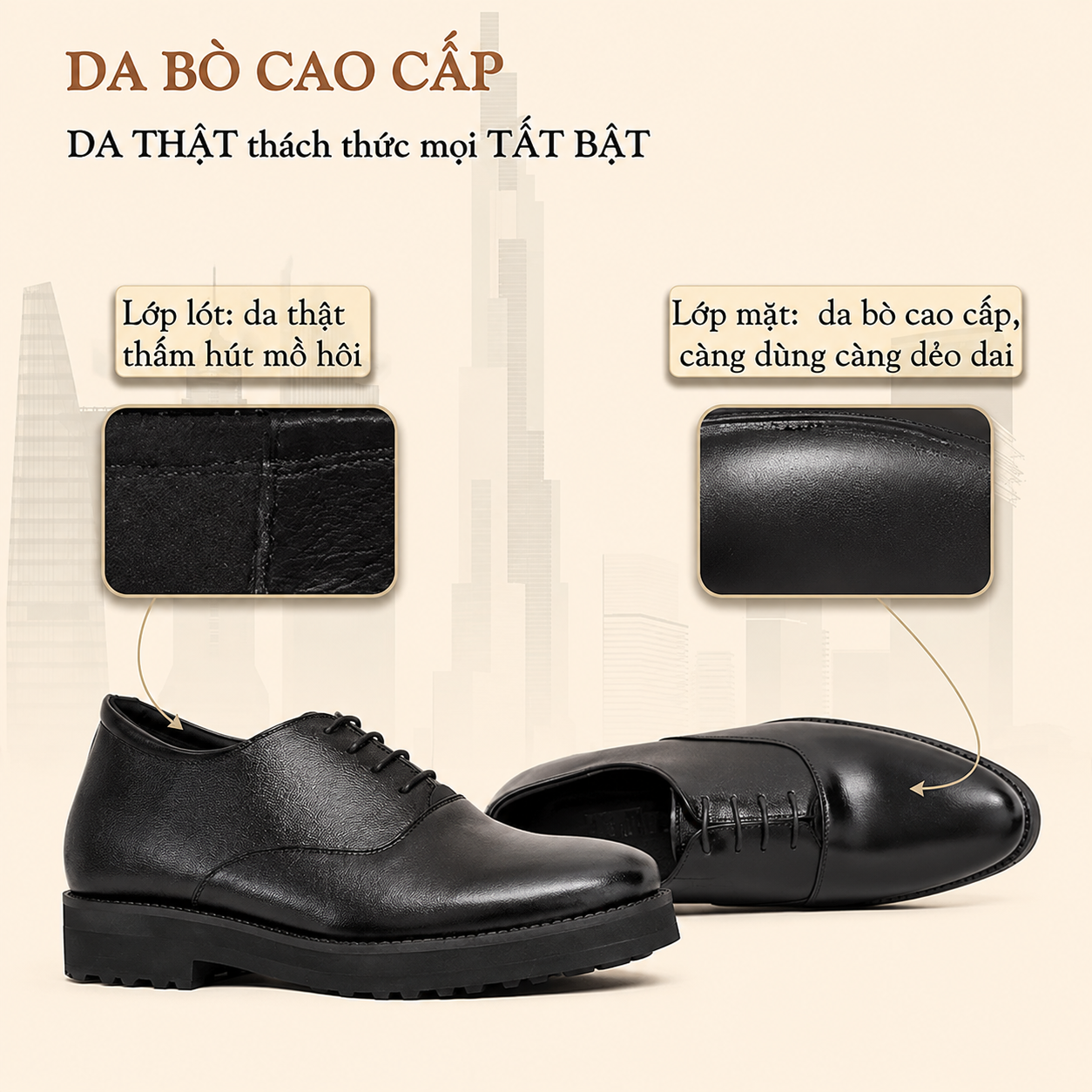 GIÀY CAO NAM S1099 ĐEN CHUNKY - NHẸ NHƯ DÉP