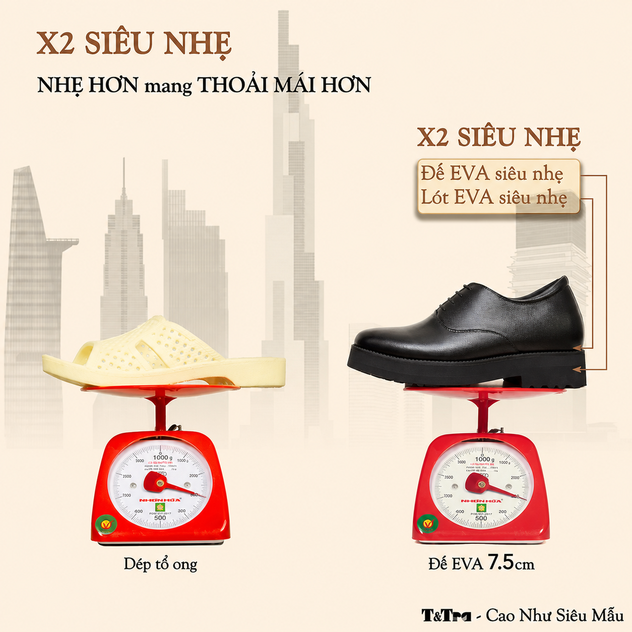 GIÀY CAO NAM S1099 ĐEN CHUNKY - NHẸ NHƯ DÉP