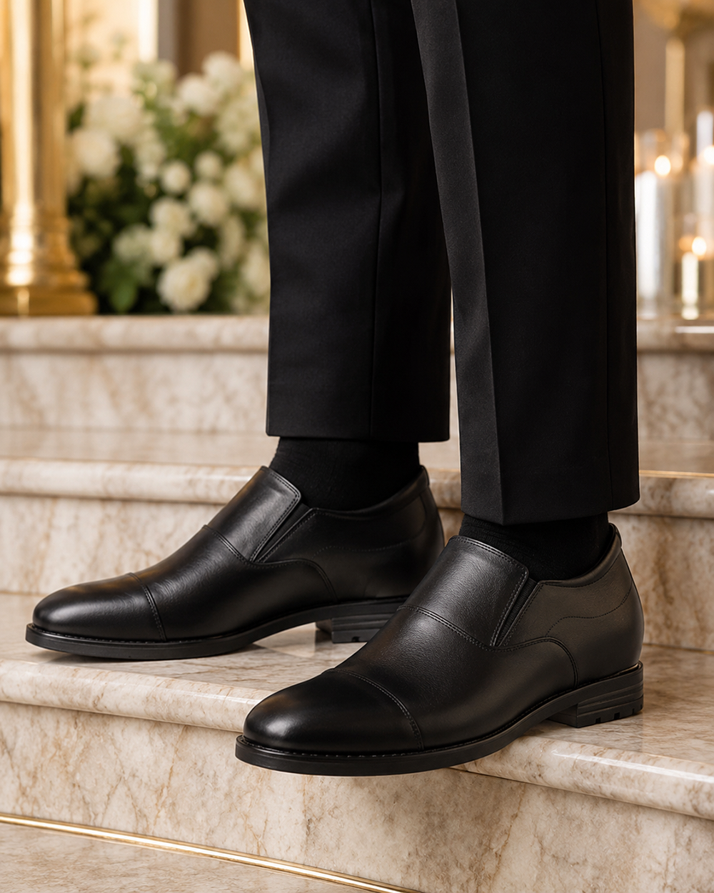 GIÀY ĐỘN NAM CAO 8CM SIÊU ÊM- CHỐNG DỐC T76 ĐEN