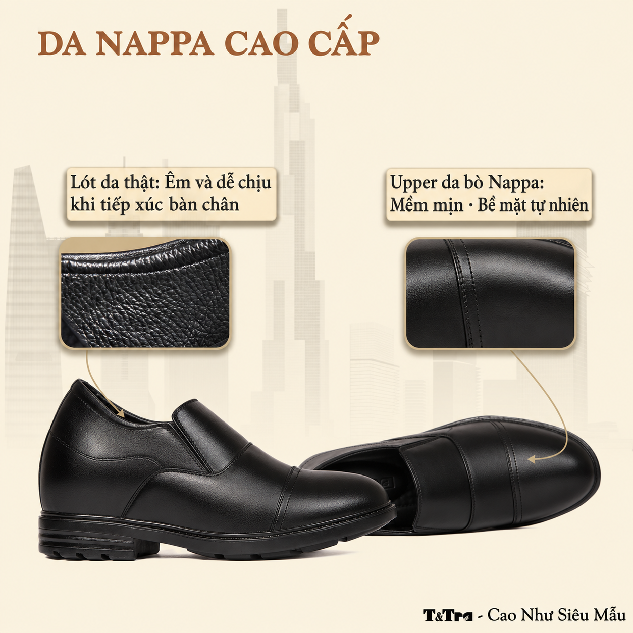 GIÀY ĐỘN NAM CAO 10CM SIÊU ÊM- CHỐNG DỐC T93 ĐEN