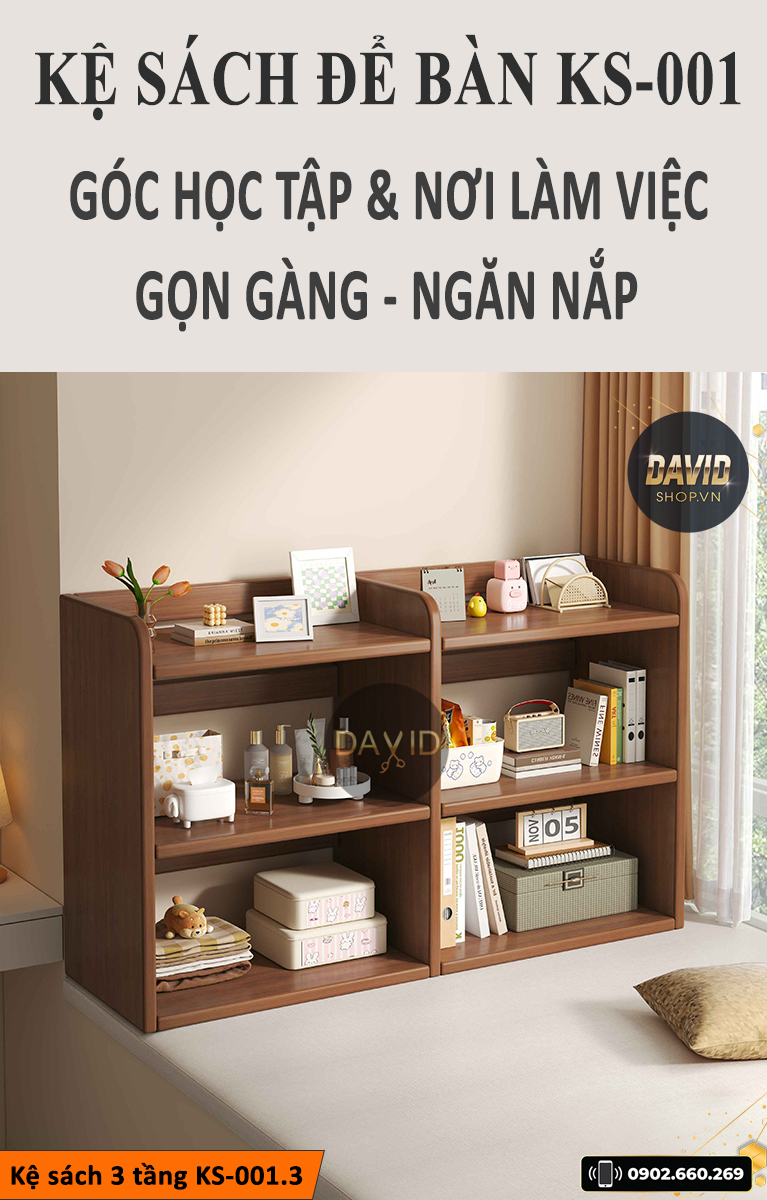 Kệ sách để bàn 3 tầng KS-001.3 Kệ sách để bàn 3 tầng KS-001.3