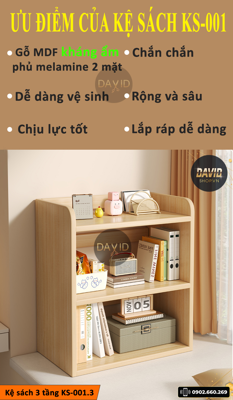 Kệ sách để bàn 3 tầng KS-001.3 Kệ sách để bàn 3 tầng KS-001.3