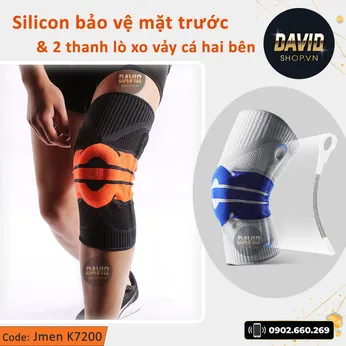 Đai bảo vệ khớp gối silicon với 2 lò xo trợ lực Jmen K7200 hàng xịn