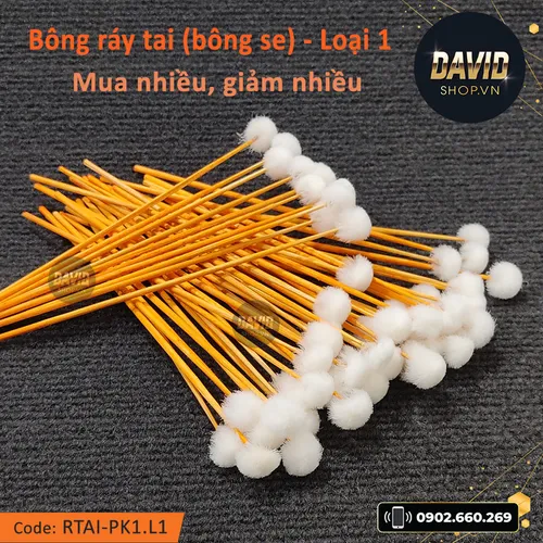 Bông ráy tai loại 1 trong bộ dụng cụ lấy ráy tai