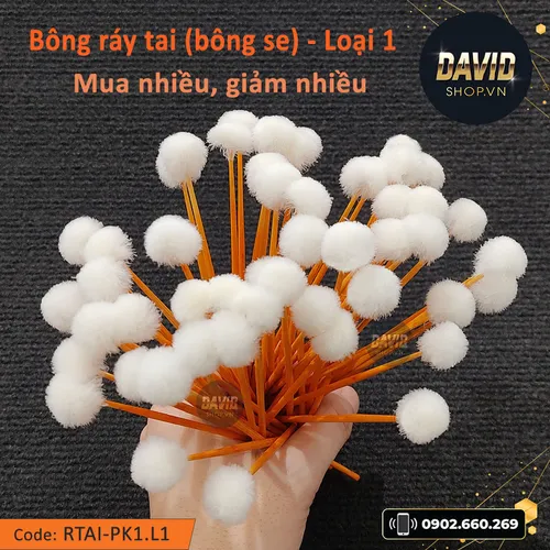 Bông ráy tai loại 1 trong bộ dụng cụ lấy ráy tai