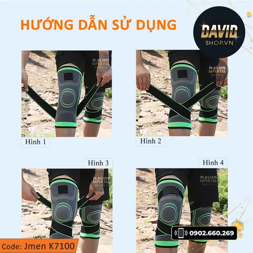 Đai bảo vệ khớp gối Jmen K7100 có đai quấn bảo vệ