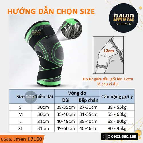 Đai bảo vệ khớp gối Jmen K7100 có đai quấn bảo vệ