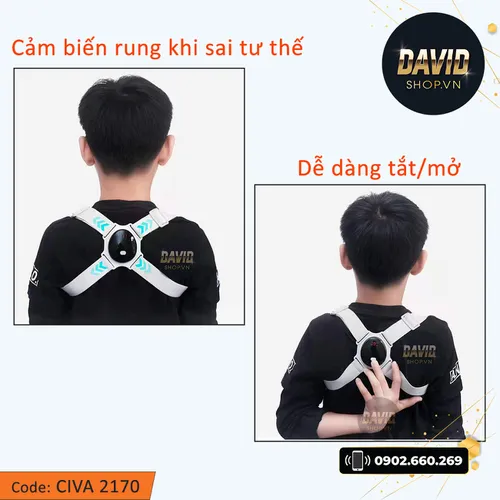 Đai chống gù lưng cho trẻ em báo rung thông minh posture corrector CIVA 2170