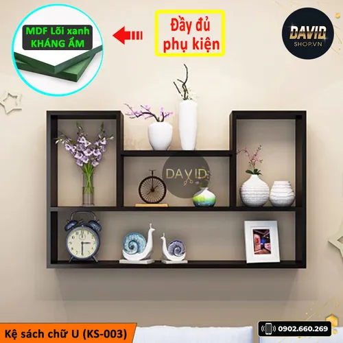 Kệ sách treo tường chữ U nhiều ngăn KS-003