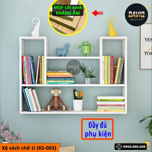 Kệ sách treo tường chữ U nhiều ngăn KS-003