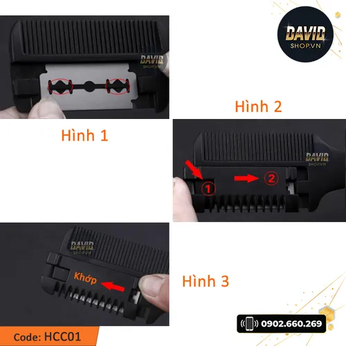Lược cắt tóc gắn lưỡi dao lam HCC01