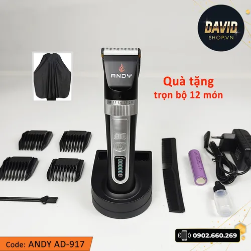 Tông đơ cắt tóc Andy AD-917 pin siêu lâu, có 3 cấp độ turbo