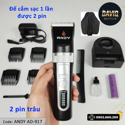 Tông đơ cắt tóc Andy AD-917 pin siêu lâu, có 3 cấp độ turbo