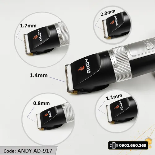 Tông đơ cắt tóc Andy AD-917 pin siêu lâu, có 3 cấp độ turbo