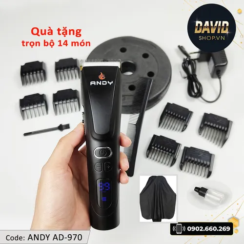 Tông đơ cắt tóc Andy AD-970 với 3 cấp độ điều chỉnh, động cơ siêu mạnh