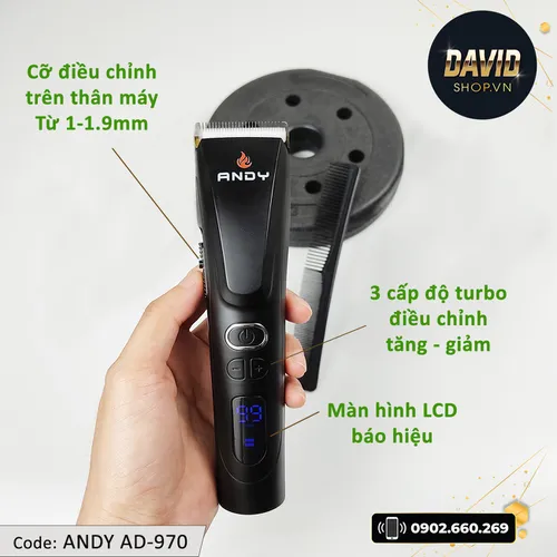Tông đơ cắt tóc Andy AD-970 với 3 cấp độ điều chỉnh, động cơ siêu mạnh