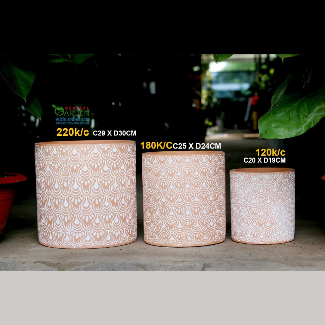 CHẬU ĐẤT NUNG TRỤ ĐỎ NHỎ 120
