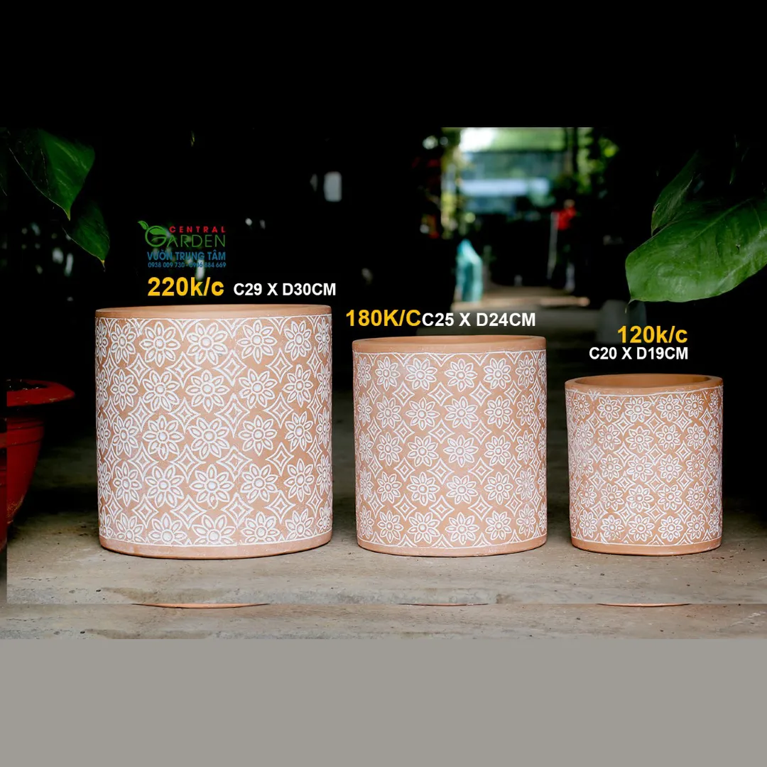CHẬU ĐẤT NUNG TRỤ ĐỎ VỪA 180