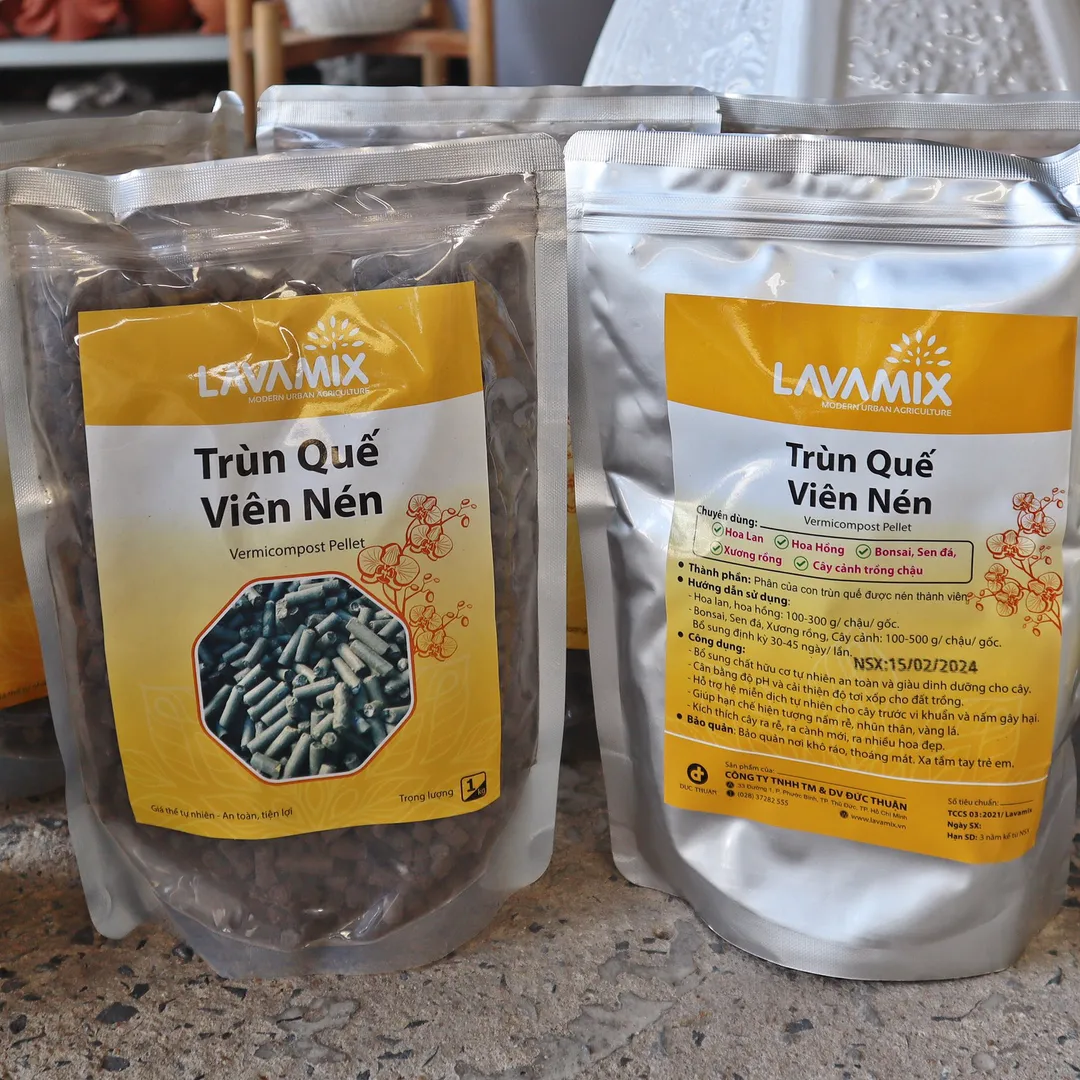 Phân Trùn Quế Viên Nén Lavamix Gói 1Kg - Phân Hữu Cơ - Phân Viên Nén - Phân Trùn Quế